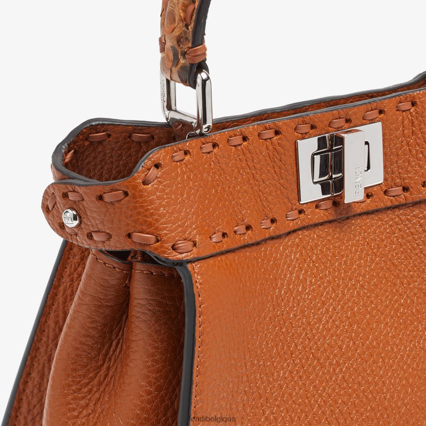 accessoires Fendi sac selleria avec surpiqûres oversize et détails exotiques brun femmes 8X8J2J613 Fendi Sac