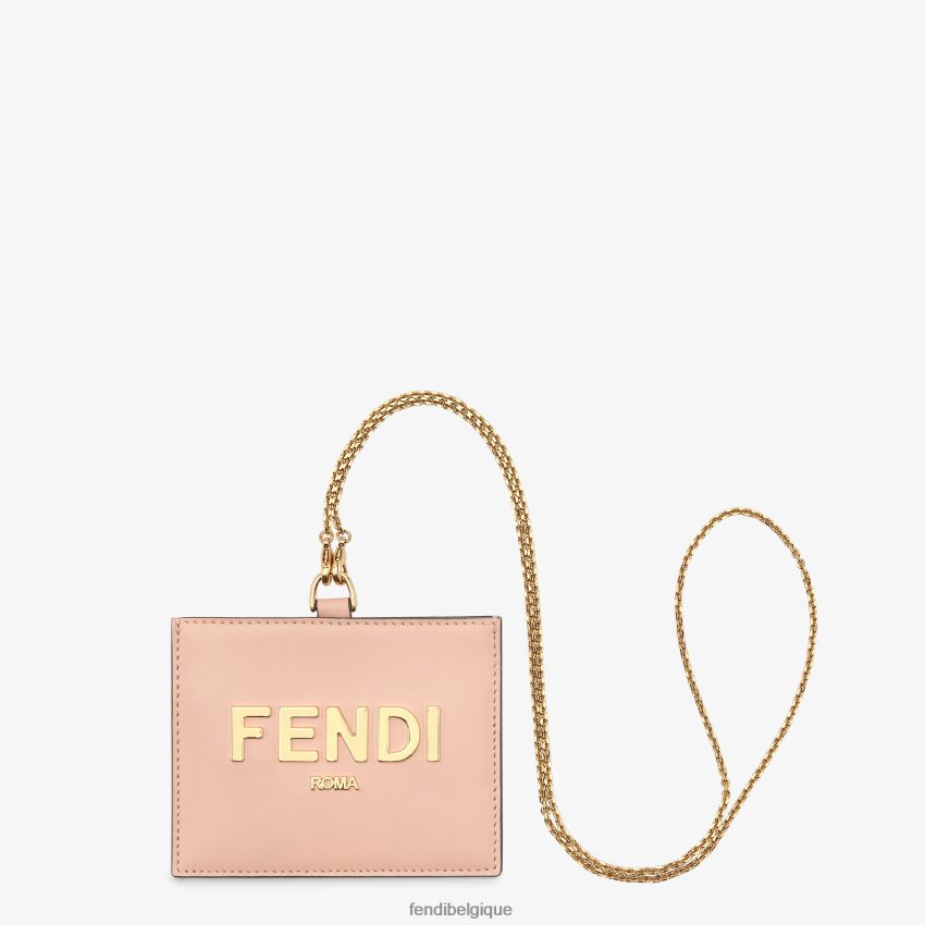 accessoires Fendi badge nominatif en cuir rose femmes 8X8J2J1539 Fendi Lunette De Soleil