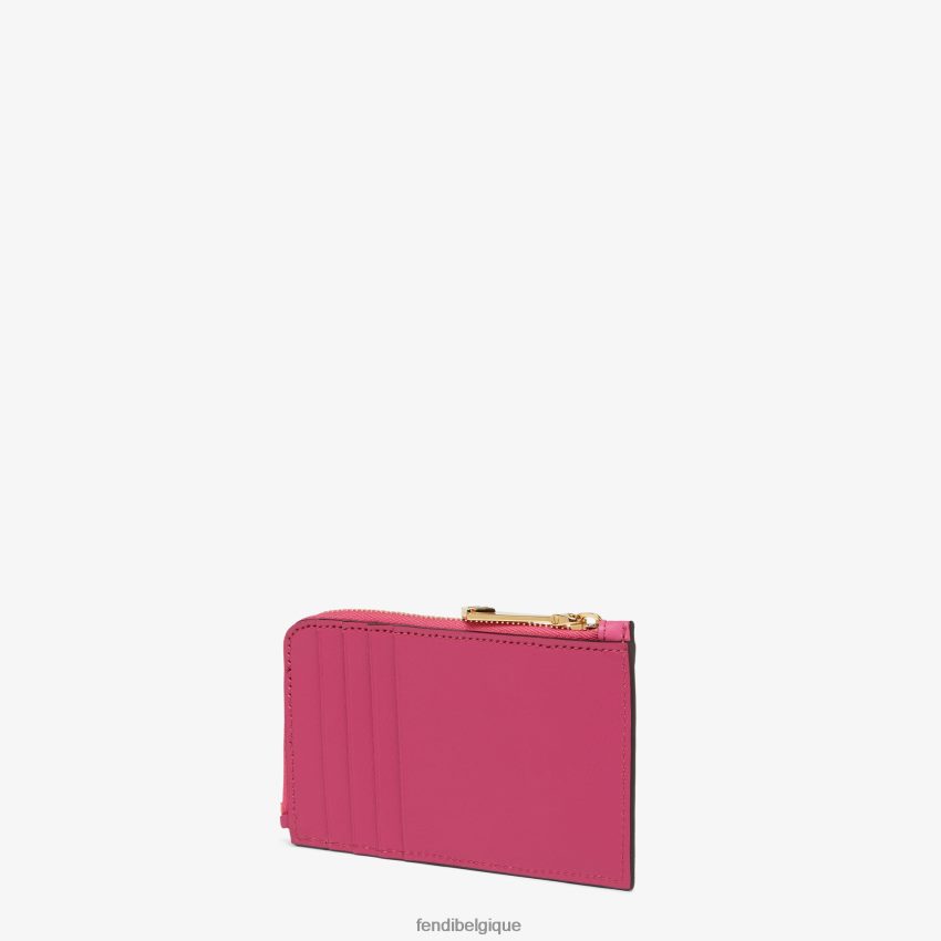 accessoires Fendi porte-cartes bicolore fuchsia et cuir beige femmes 8X8J2J1511 Fendi Belgique