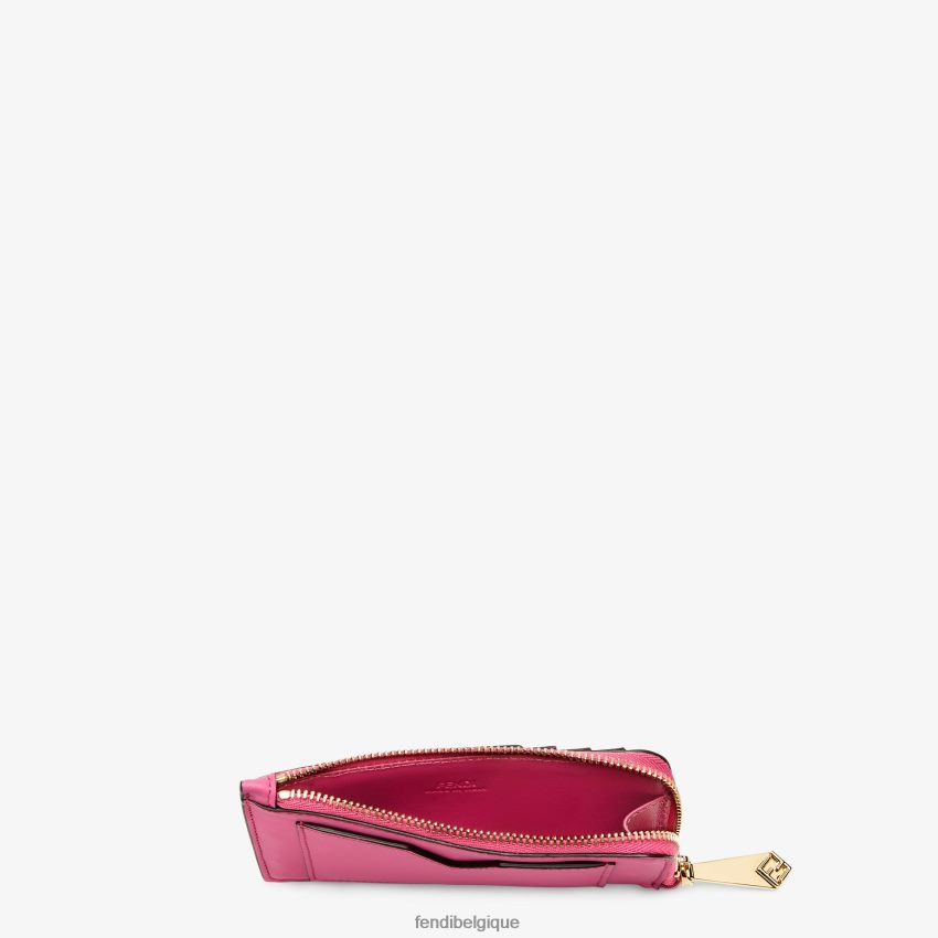 accessoires Fendi porte-cartes bicolore fuchsia et cuir beige femmes 8X8J2J1511 Fendi Belgique