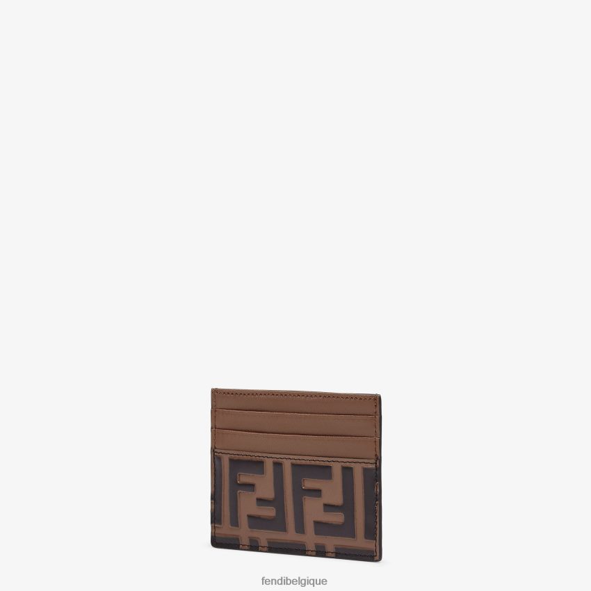 accessoires Fendi porte-cartes de visite plat en cuir brun femmes 8X8J2J1478 Fendi Belgique