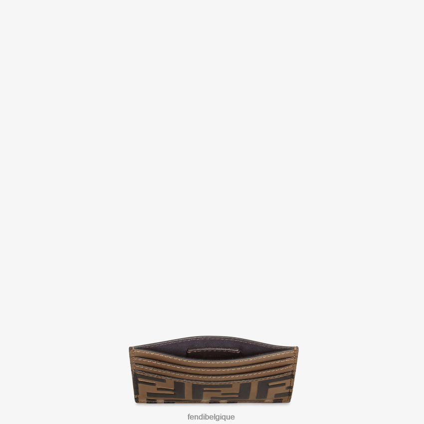 accessoires Fendi porte-cartes de visite plat en cuir brun femmes 8X8J2J1478 Fendi Belgique