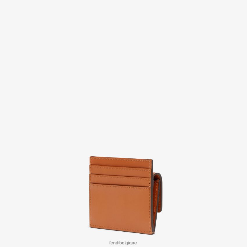 accessoires Fendi porte-cartes en cuir Roma brun femmes 8X8J2J1556 Fendi Belgique