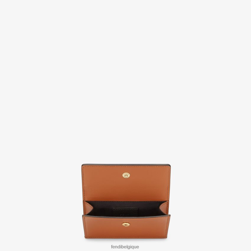accessoires Fendi porte-cartes en cuir Roma brun femmes 8X8J2J1556 Fendi Belgique