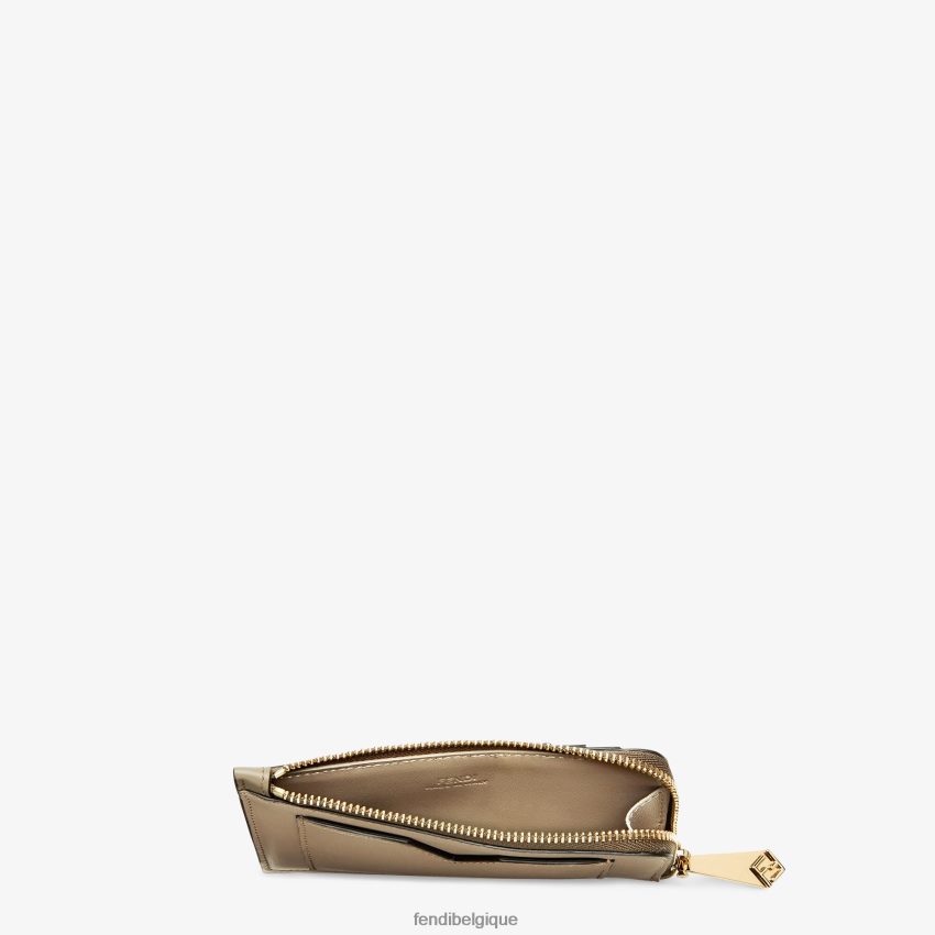 accessoires Fendi porte-cartes en cuir bicolore et tourterelle blanc femmes 8X8J2J1509 Fendi Lunette De Soleil