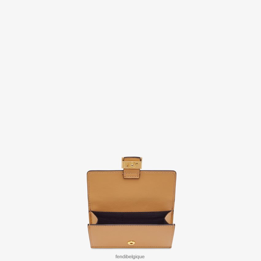 accessoires Fendi porte-cartes en cuir nappa beige femmes 8X8J2J1559 Fendi Belgique