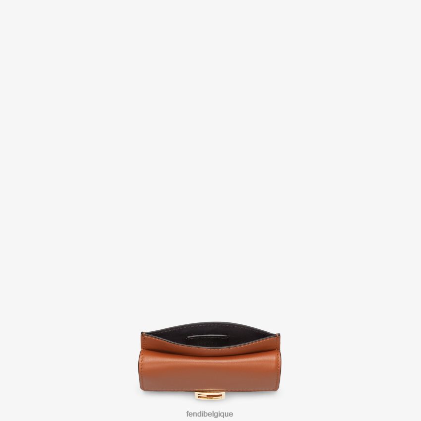 accessoires Fendi porte-cartes en cuir nappa brun femmes 8X8J2J1454 Fendi Belgique