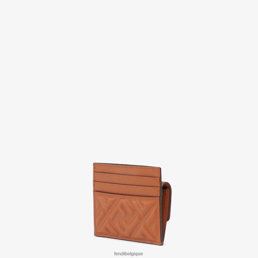 accessoires Fendi porte-cartes en cuir nappa brun femmes 8X8J2J1454 Fendi Belgique
