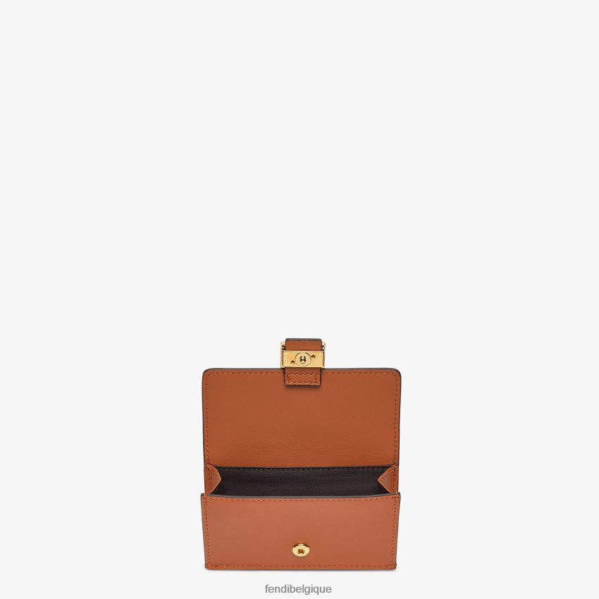 accessoires Fendi porte-cartes en cuir nappa brun femmes 8X8J2J1454 Fendi Belgique