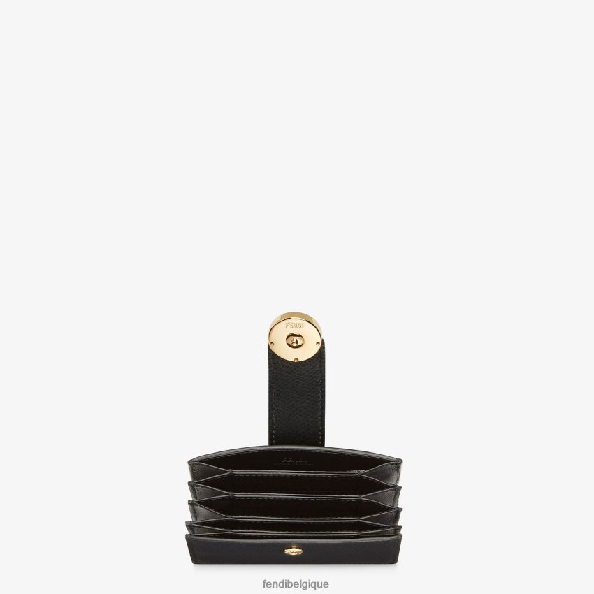 accessoires Fendi porte-cartes en cuir à soufflet noir femmes 8X8J2J1605 Fendi Lunette De Soleil