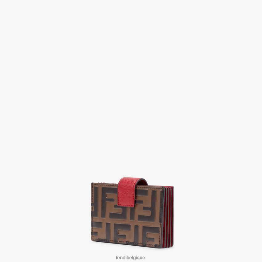 accessoires Fendi porte-cartes en cuir à soufflet rouge femmes 8X8J2J1598 Fendi Belgique