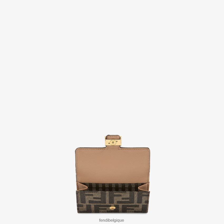 accessoires Fendi porte-cartes en tissu brun femmes 8X8J2J1420 Fendi Sac