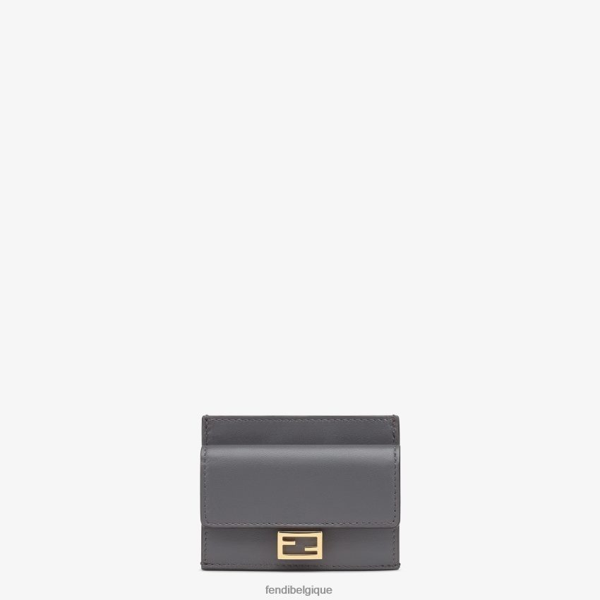 accessoires Fendi porte-cartes ff en cuir nappa gris femmes 8X8J2J1533 Fendi Lunette De Soleil