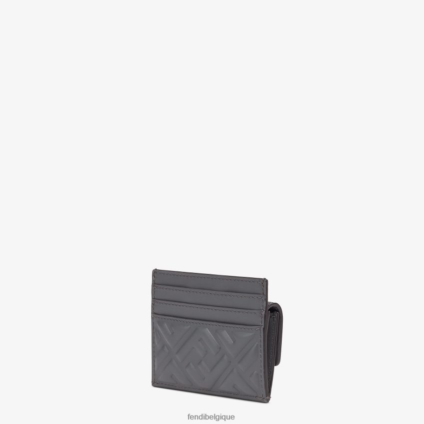 accessoires Fendi porte-cartes ff en cuir nappa gris femmes 8X8J2J1533 Fendi Lunette De Soleil