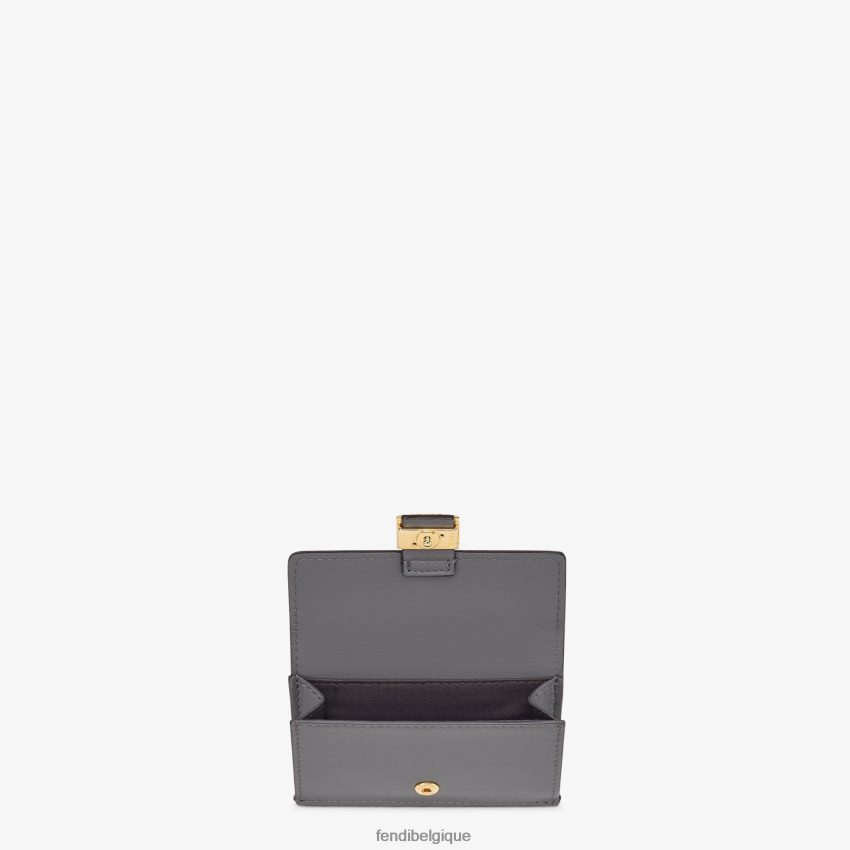 accessoires Fendi porte-cartes ff en cuir nappa gris femmes 8X8J2J1533 Fendi Lunette De Soleil