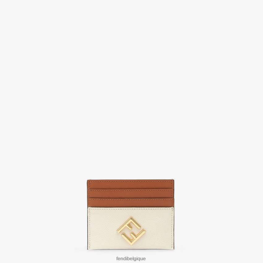 accessoires Fendi porte-cartes plat en cuir bicolore et camélia multicolore femmes 8X8J2J1429 Fendi Sac