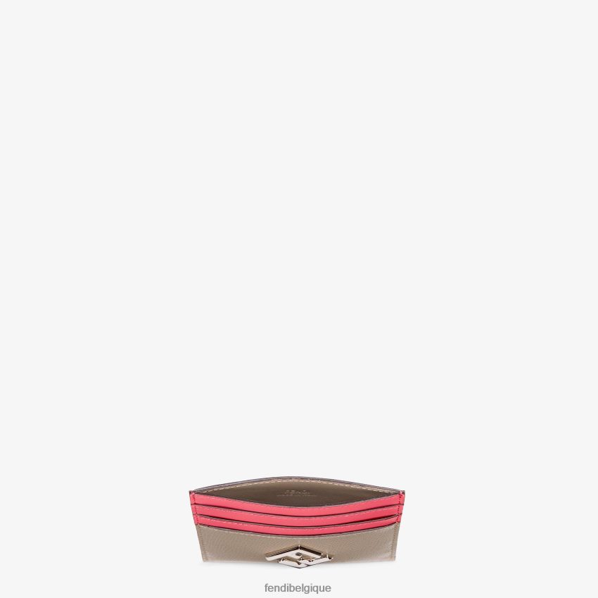 accessoires Fendi porte-cartes plat en cuir bicolore et tourterelle rose femmes 8X8J2J1473 Fendi Lunette De Soleil