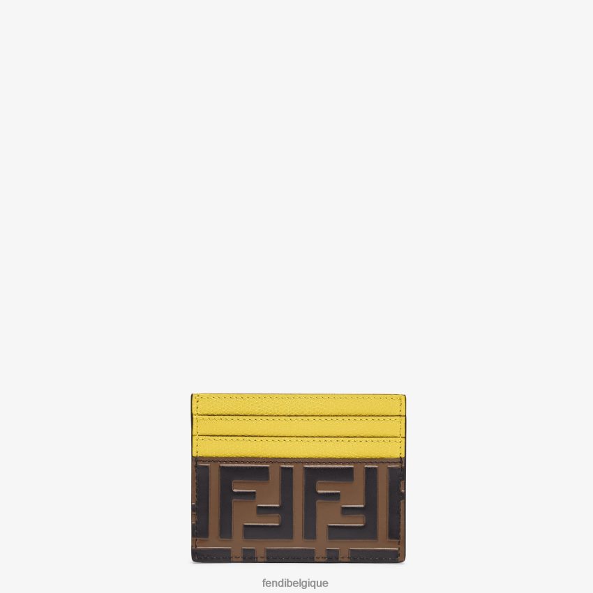 accessoires Fendi porte-cartes plat en cuir jaune femmes 8X8J2J1580 Fendi Belgique