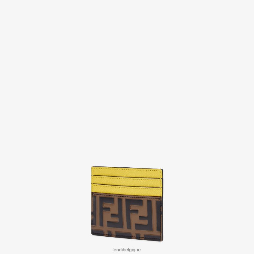 accessoires Fendi porte-cartes plat en cuir jaune femmes 8X8J2J1580 Fendi Belgique