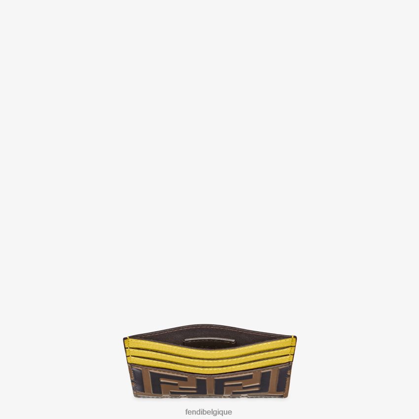 accessoires Fendi porte-cartes plat en cuir jaune femmes 8X8J2J1580 Fendi Belgique