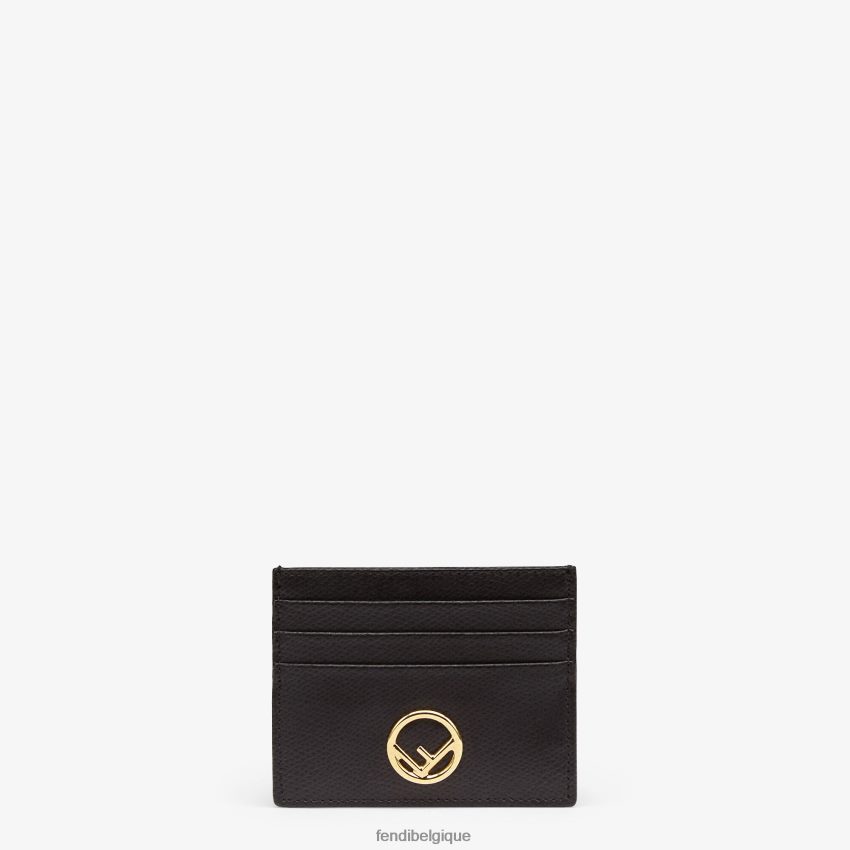 accessoires Fendi porte-cartes plat en cuir noir femmes 8X8J2J1448 Fendi Belgique