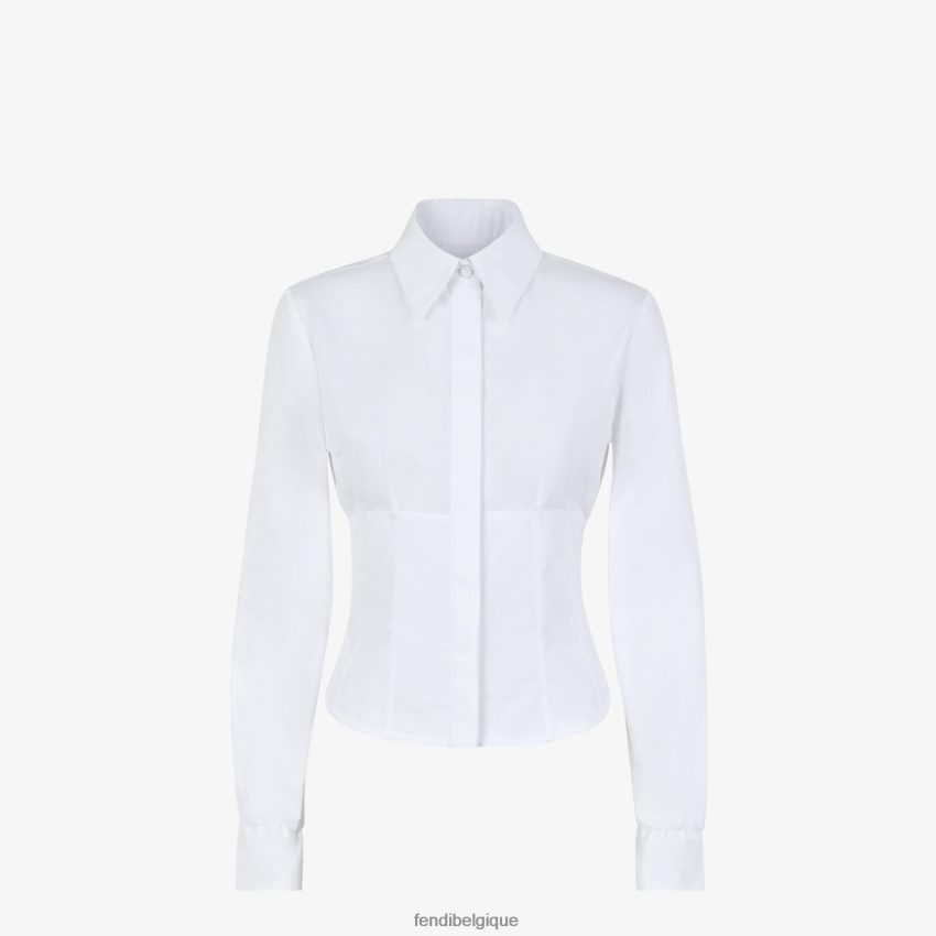 vêtements Fendi chemise en coton blanc femmes 8X8J2J1228 Fendi Sac