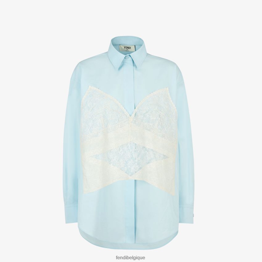 vêtements Fendi chemise en coton bleu clair femmes 8X8J2J966 Fendi Lunette De Soleil