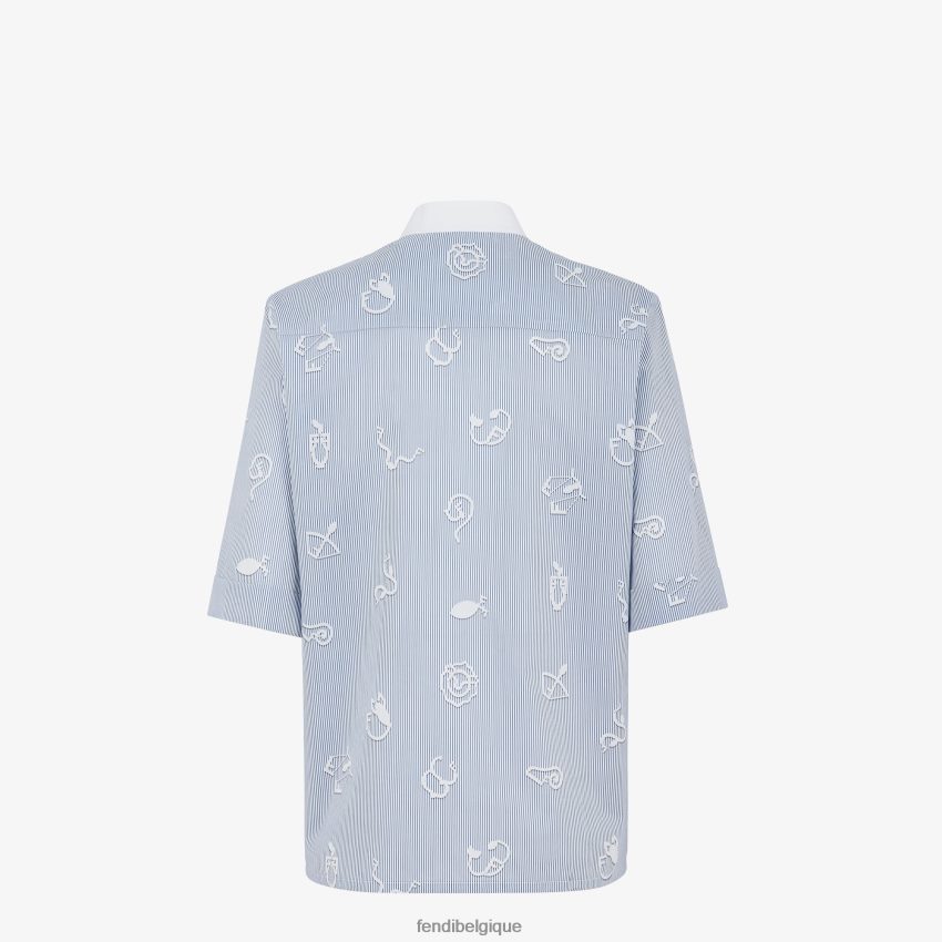vêtements Fendi chemise en coton bleu femmes 8X8J2J1045 Fendi Sac