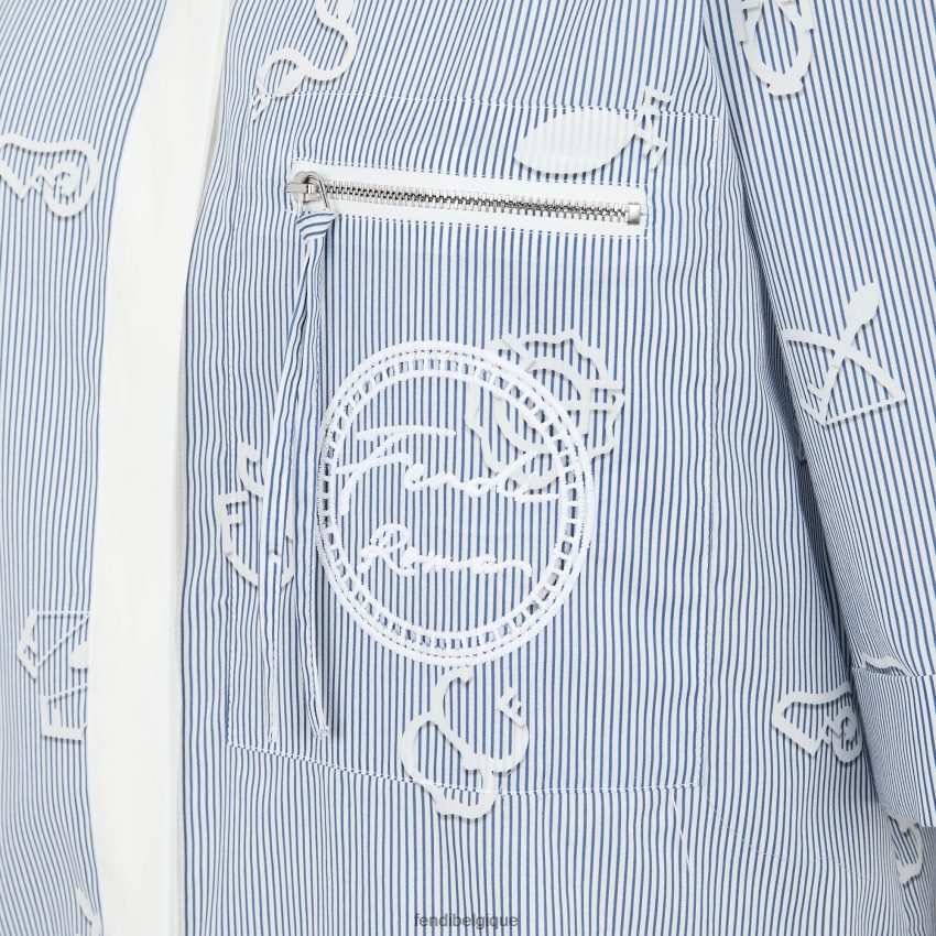 vêtements Fendi chemise en coton bleu femmes 8X8J2J1045 Fendi Sac