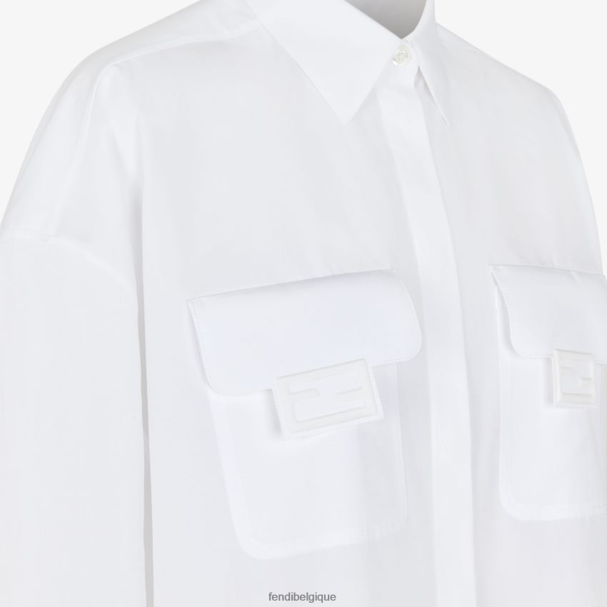 vêtements Fendi chemise en popeline blanc femmes 8X8J2J1016 Fendi Belgique