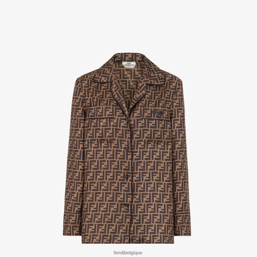 vêtements Fendi chemise en sergé brun femmes 8X8J2J971 Fendi Belgique