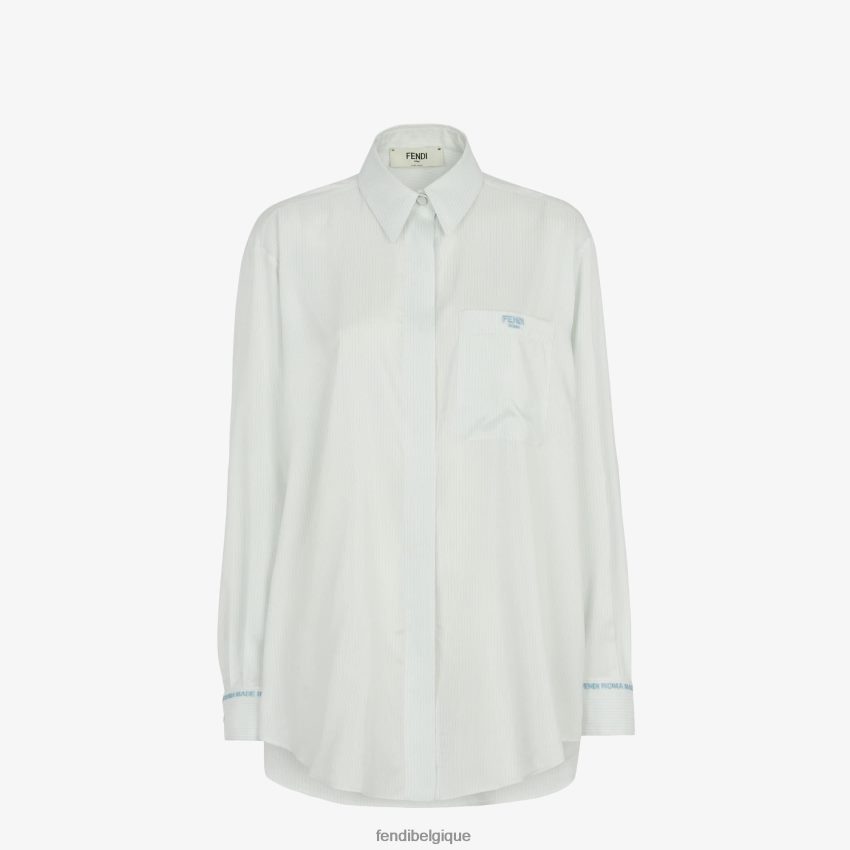 vêtements Fendi chemise en soie bleu clair femmes 8X8J2J979 Fendi Sac