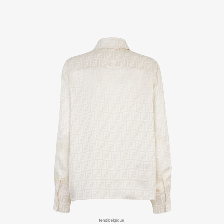 vêtements Fendi chemise en soie ff blanc femmes 8X8J2J922 Fendi Sac