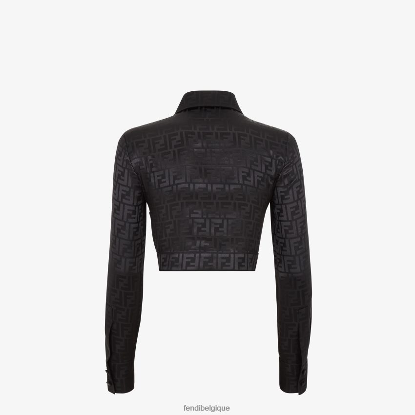 vêtements Fendi chemise en soie noir femmes 8X8J2J995 Fendi Belgique