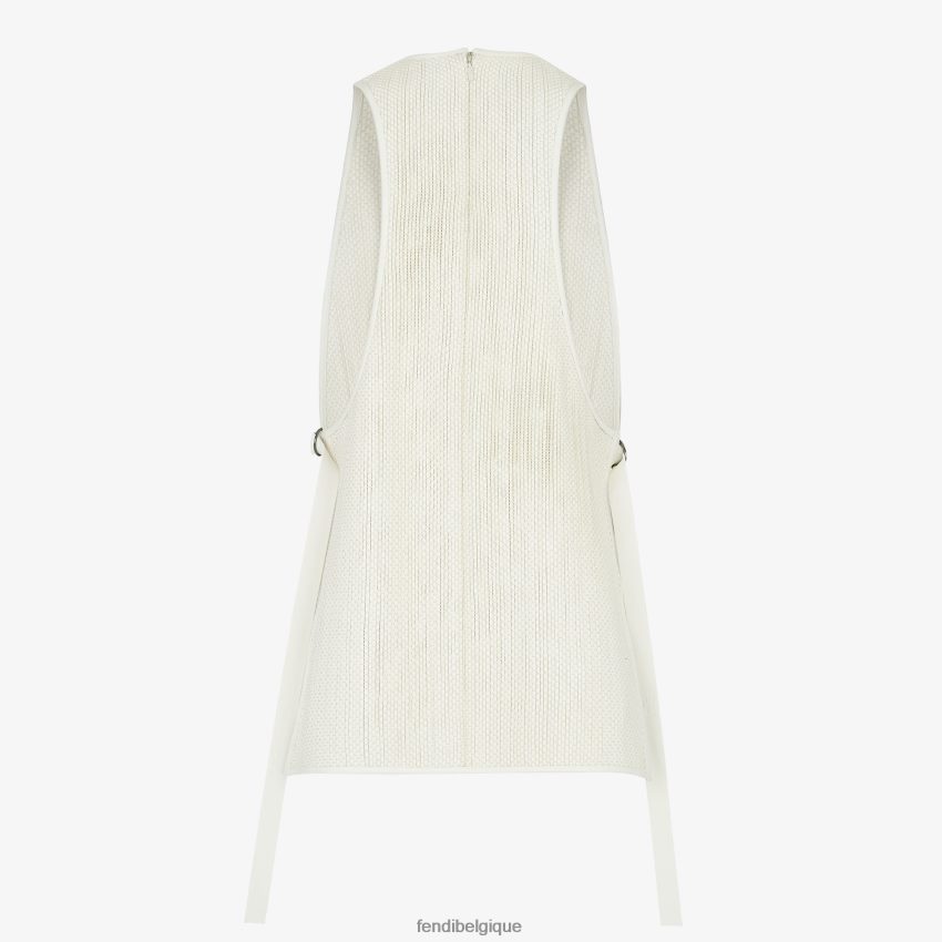vêtements Fendi dessus en cuir tressé blanc femmes 8X8J2J1103 Fendi Belgique