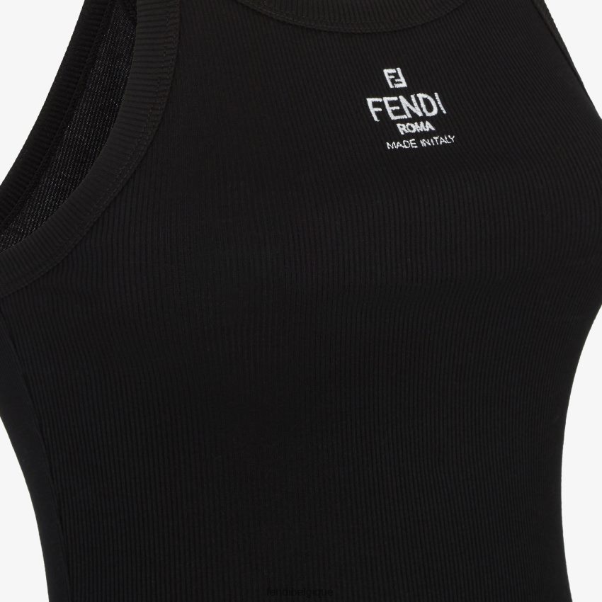 vêtements Fendi haut en coton noir femmes 8X8J2J929 Fendi Belgique