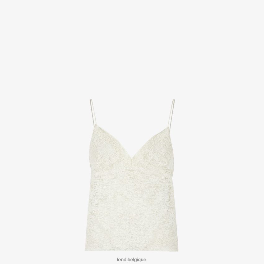 vêtements Fendi haut en dentelle blanc femmes 8X8J2J941 Fendi Belgique