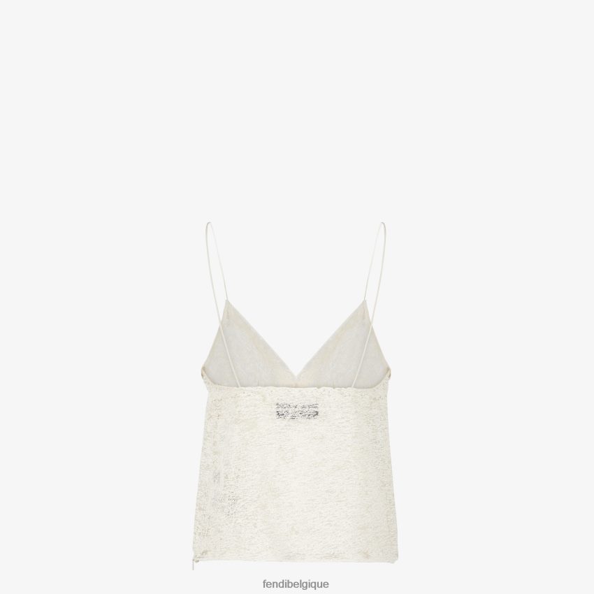 vêtements Fendi haut en dentelle blanc femmes 8X8J2J941 Fendi Belgique