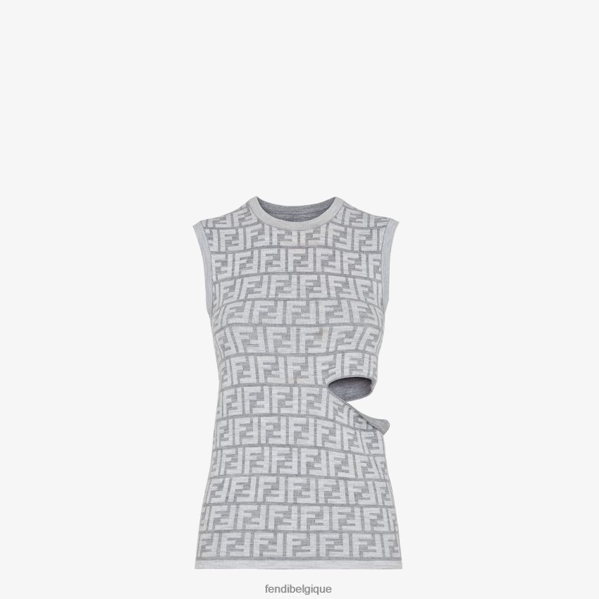 vêtements Fendi haut en laine gris femmes 8X8J2J1100 Fendi Belgique