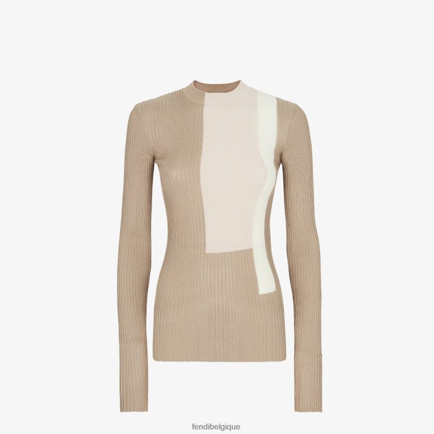 vêtements Fendi haut en viscose et soie beige femmes 8X8J2J954 Fendi Lunette De Soleil