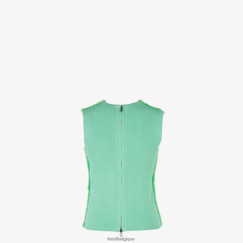 vêtements Fendi haut en vison vert femmes 8X8J2J1109 Fendi Belgique