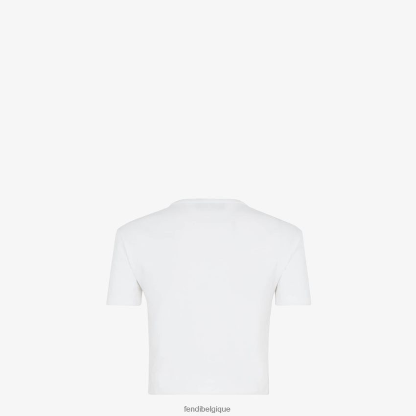 vêtements Fendi pull en coton blanc femmes 8X8J2J936 Fendi Lunette De Soleil