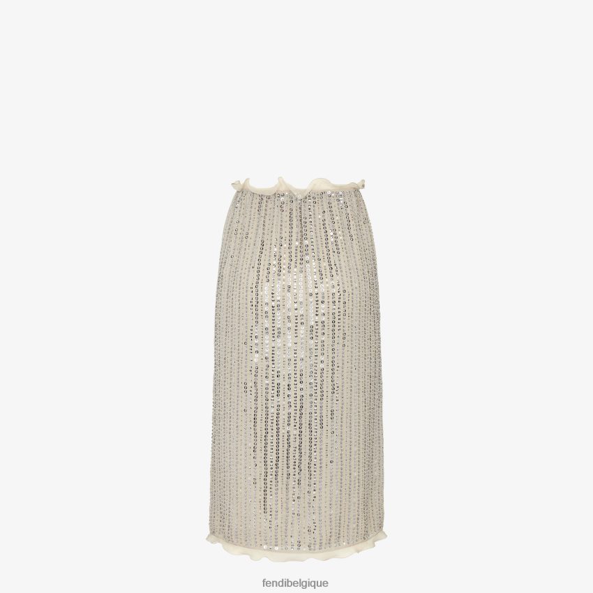 vêtements Fendi jupe avec broderie de sequins argent femmes 8X8J2J1254 Fendi Lunette De Soleil