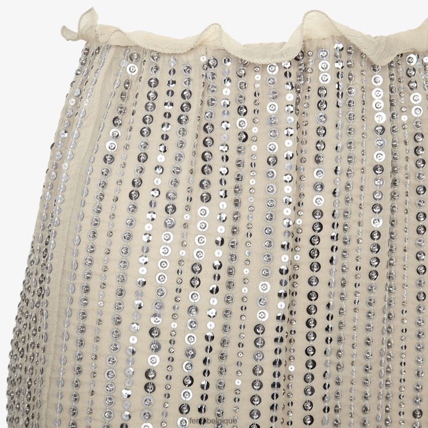 vêtements Fendi jupe avec broderie de sequins argent femmes 8X8J2J1254 Fendi Lunette De Soleil