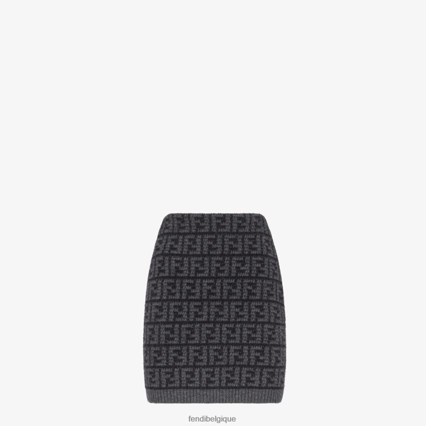 vêtements Fendi jupe en cachemire au crochet ff noir femmes 8X8J2J1217 Fendi Belgique