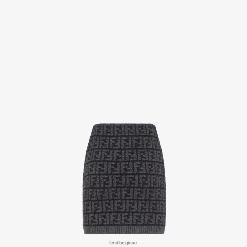 vêtements Fendi jupe en cachemire au crochet ff noir femmes 8X8J2J1217 Fendi Belgique