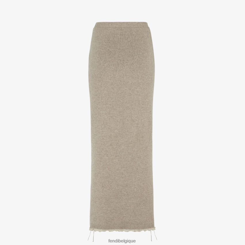 vêtements Fendi jupe en cachemire beige femmes 8X8J2J959 Fendi Belgique