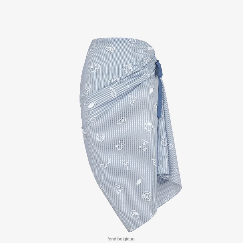 vêtements Fendi jupe en coton bleu clair femmes 8X8J2J1046 Fendi Belgique