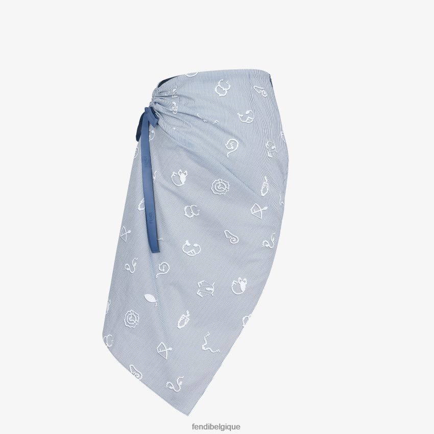 vêtements Fendi jupe en coton bleu clair femmes 8X8J2J1046 Fendi Belgique