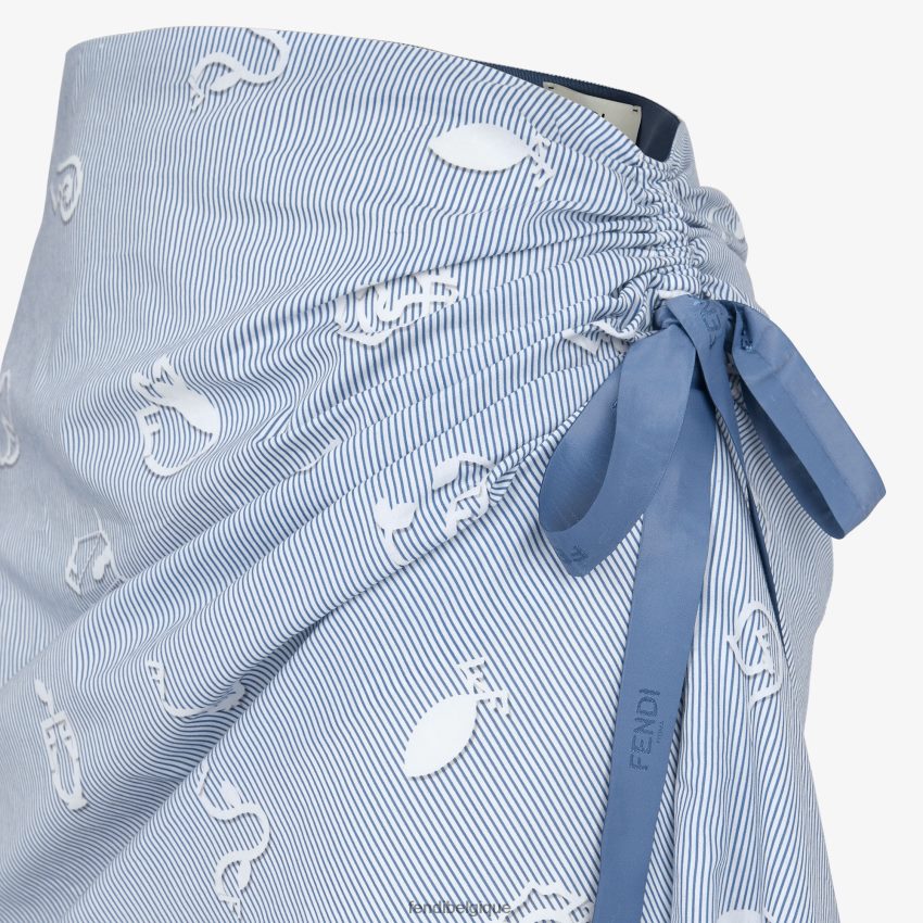 vêtements Fendi jupe en coton bleu clair femmes 8X8J2J1046 Fendi Belgique